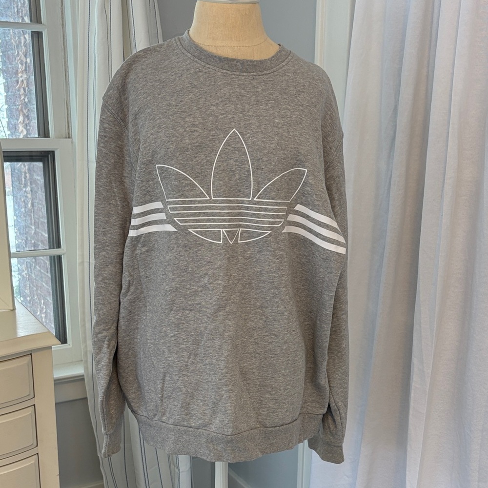 Adidas Women's Gray Sweatshirt with White Logo